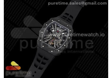 RM12 Real Tourbillon KVF Best Edition Skeleton Dial on Black Rubber Strap