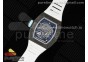 RM055 NTPT BBR Best Edition Skeleton Blue Dial on White Rubber Strap Clone RMUL2