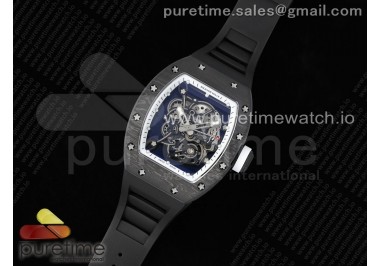 RM055 NTPT RMF Best Edition Skeleton White Dial on Black Rubber Strap Clone RMUL2