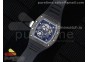 RM055 NTPT RMF Best Edition Skeleton White Dial on Black Rubber Strap Clone RMUL2