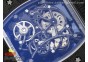 RM055 NTPT RMF Best Edition Skeleton Blue Dial on White Rubber Strap Clone RMUL2