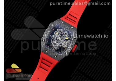 RM027-03 NTPT Real Tourbillon RMF Best Edition Skeleton Dial on Red Rubber Strap