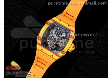 RM027-03 Real Tourbillon RMF Best Edition Orange/Red Carbon Skeleton Dial on Orange Rubber Strap