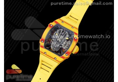 RM027-03 Real Tourbillon RMF Best Edition Orange/Red Carbon Skeleton Dial on Yellow Rubber Strap