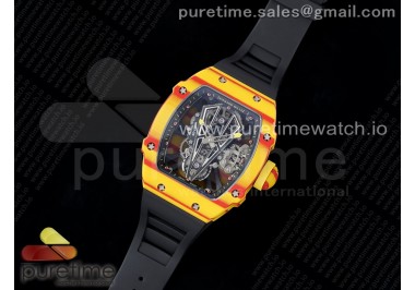 RM027-03 Real Tourbillon RMF Best Edition Orange/Red Carbon Skeleton Dial on Black Rubber Strap