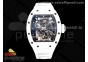 RM055 White Ceramic BBR Best Edition Skeleton Dial on White Rubber Strap Clone RMUL2 V2