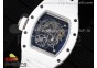 RM055 White Ceramic BBR Best Edition Skeleton Dial on White Rubber Strap Clone RMUL2 V2