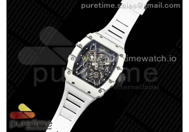 RM035 White Carbon SONIC Best Edition Skeleton Dial on White Rubber Strap Clone RMUL2