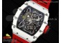 RM035 White Carbon SONIC Best Edition Skeleton Dial on Red Rubber Strap Clone RMUL2