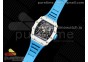 RM035 White Carbon SONIC Best Edition Skeleton Dial on Blue Rubber Strap Clone RMUL2