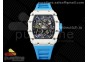 RM035 White Carbon SONIC Best Edition Skeleton Dial on Blue Rubber Strap Clone RMUL2