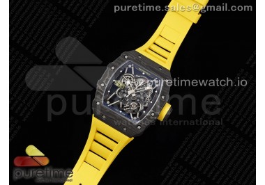 RM035 Black Carbon SONIC Best Edition Skeleton Dial on Yellow Rubber Strap Clone RMUL2