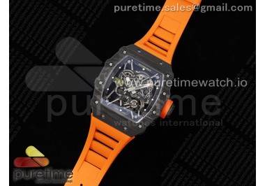 RM035 Black Carbon SONIC Best Edition Skeleton Dial on Orange Rubber Strap Clone RMUL2