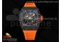 RM035 Black Carbon SONIC Best Edition Skeleton Dial on Orange Rubber Strap Clone RMUL2