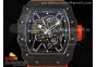 RM035 Black Carbon SONIC Best Edition Skeleton Dial on Orange Rubber Strap Clone RMUL2