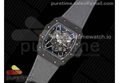 RM035 Black Carbon SONIC Best Edition Skeleton Dial on Gray Nylon Strap Clone RMUL2