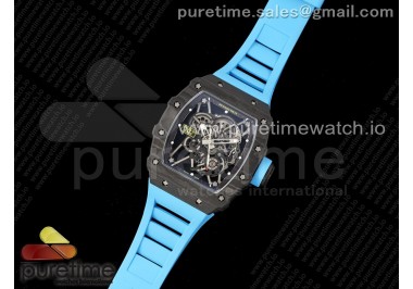 RM035 Black Carbon SONIC Best Edition Skeleton Dial on Blue Rubber Strap Clone RMUL2