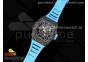 RM035 Black Carbon SONIC Best Edition Skeleton Dial on Blue Rubber Strap Clone RMUL2