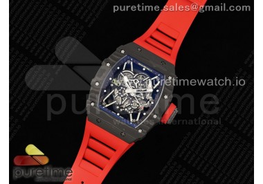 RM035-02 Real NTPT ZF 1:1 Best Edition Skeleton Dial on Red Rubber Strap NH05A V3+