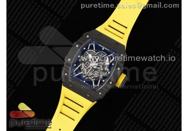 RM035-02 Real NTPT ZF 1:1 Best Edition Skeleton Dial on Yellow Rubber Strap NH05A V3+