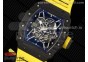 RM035-02 Real NTPT ZF 1:1 Best Edition Skeleton Dial on Yellow Rubber Strap NH05A V3+