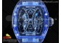 RM53-02 Blue Transparent Tourbillon RMF Best Edition Skeleton Dial on Blue Rubber Strap