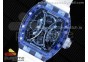 RM53-02 Blue Transparent Tourbillon RMF Best Edition Skeleton Dial on Transparent Rubber Strap