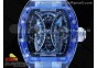 RM53-02 Blue Transparent Tourbillon RMF Best Edition Skeleton Dial on Transparent Rubber Strap