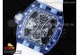 RM53-02 Blue Transparent Tourbillon RMF Best Edition Skeleton Dial on Transparent Rubber Strap