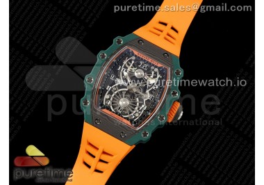 RM21-02 Tourbillon NTPT RMF Best Edition Skeleton Dial on Orange Rubber Strap