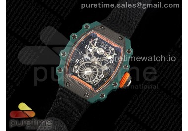 RM21-02 Tourbillon NTPT RMF Best Edition Skeleton Dial on Black Nylon Strap