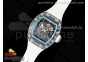 RM055 Transparent SONIC Best Edition Skeleton Blue Dial on White Nylon Strap Clone RMUL2