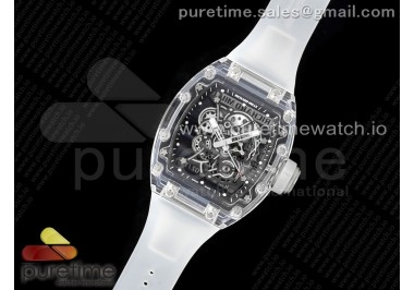 RM055 Transparent SONIC Best Edition Skeleton White Dial on Transparent Nylon Strap Clone RMUL2