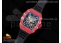 RM035 Red Carbon T+F Best Edition Skeleton Dial on Black Rubber Strap Clone RMUL2