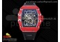 RM035 Red Carbon T+F Best Edition Skeleton Dial on Black Rubber Strap Clone RMUL2