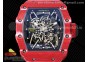 RM035 Red Carbon T+F Best Edition Skeleton Dial on Black Rubber Strap Clone RMUL2