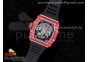 RM035 Red Carbon T+F Best Edition Skeleton Dial on Black Rubber Strap Clone RMUL2