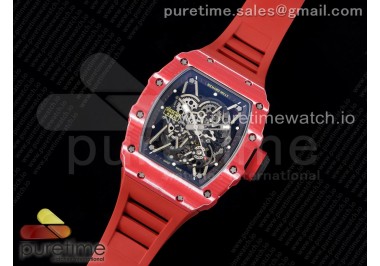 RM035 Red Carbon T+F Best Edition Skeleton Dial on Red Rubber Strap Clone RMUL2