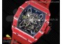 RM035 Red Carbon T+F Best Edition Skeleton Dial on Red Rubber Strap Clone RMUL2