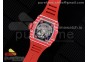 RM035 Red Carbon T+F Best Edition Skeleton Dial on Red Rubber Strap Clone RMUL2