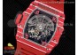 RM035 Red Carbon T+F Best Edition Skeleton Dial on Red Rubber Strap Clone RMUL2