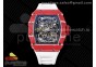 RM035 Red Carbon T+F Best Edition Skeleton Dial on White Rubber Strap Clone RMUL2