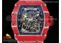 RM035 Red Carbon T+F Best Edition Skeleton Dial on White Rubber Strap Clone RMUL2