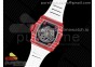 RM035 Red Carbon T+F Best Edition Skeleton Dial on White Rubber Strap Clone RMUL2