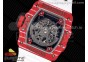 RM035 Red Carbon T+F Best Edition Skeleton Dial on White Rubber Strap Clone RMUL2