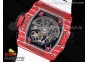 RM035 Red Carbon T+F Best Edition Skeleton Dial on White Rubber Strap Clone RMUL2