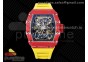 RM035 Red Carbon T+F Best Edition Skeleton Dial on Yellow Rubber Strap Clone RMUL2