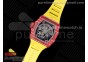 RM035 Red Carbon T+F Best Edition Skeleton Dial on Yellow Rubber Strap Clone RMUL2