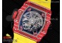 RM035 Red Carbon T+F Best Edition Skeleton Dial on Yellow Rubber Strap Clone RMUL2