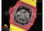 RM035 Red Carbon T+F Best Edition Skeleton Dial on Yellow Rubber Strap Clone RMUL2